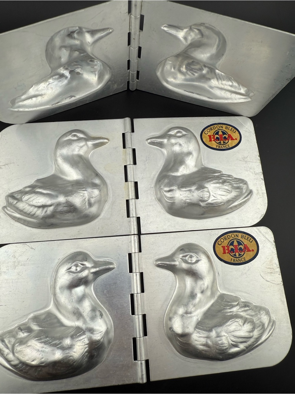 3 B.I.A. Cordon Bleu hinged aluminum mold from France. Chocolate, soap, butter..